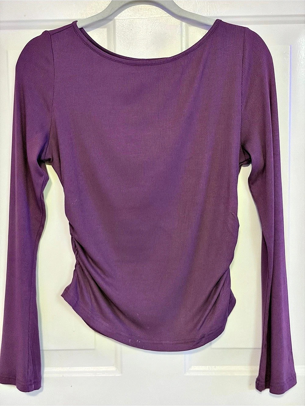Ruched Long Sleeve Top in Purple